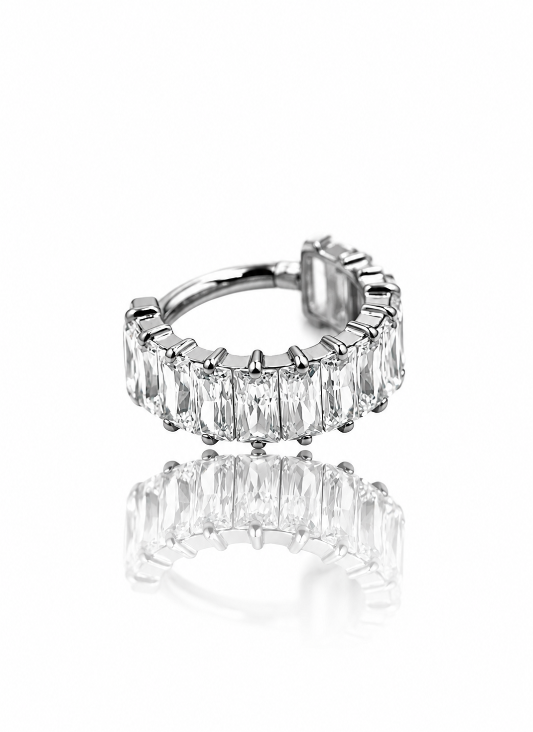 "Big zirconias" earring - titanium clicker with zirconias