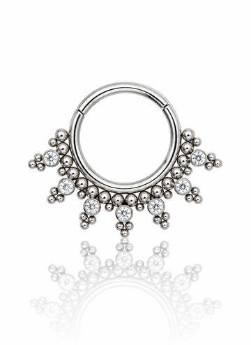 "Tiara" earring - titanium clicker with cubic zirconia