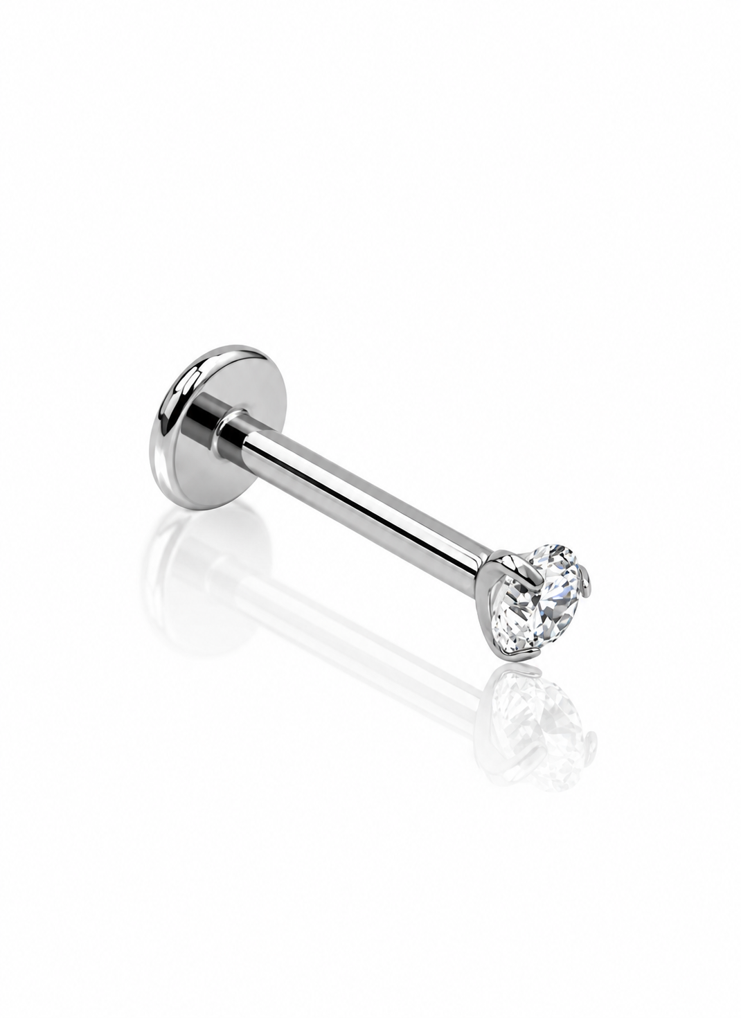 Kolczyk do ucha "Jedyneczka 2mm" - tytanowy labret z cyrkonią
