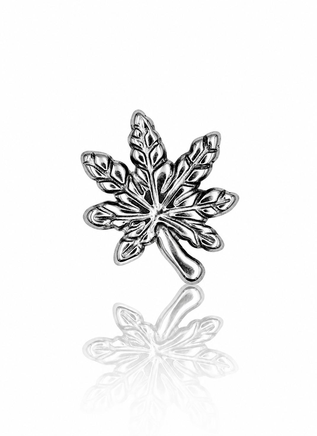 Ear stud "Weed" - titanium labret leaf