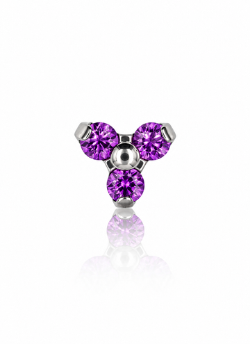 "Pink trio" ear stud - titanium labret with pink zircons