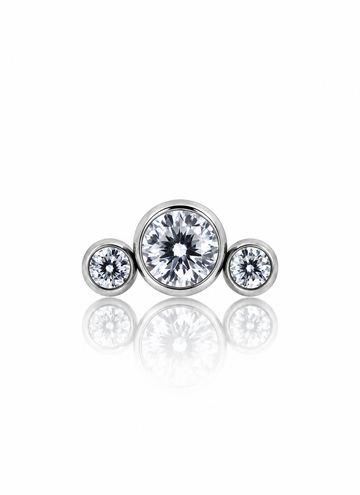 Earring "Clear triple" - titanium labret with cubic zirconia
