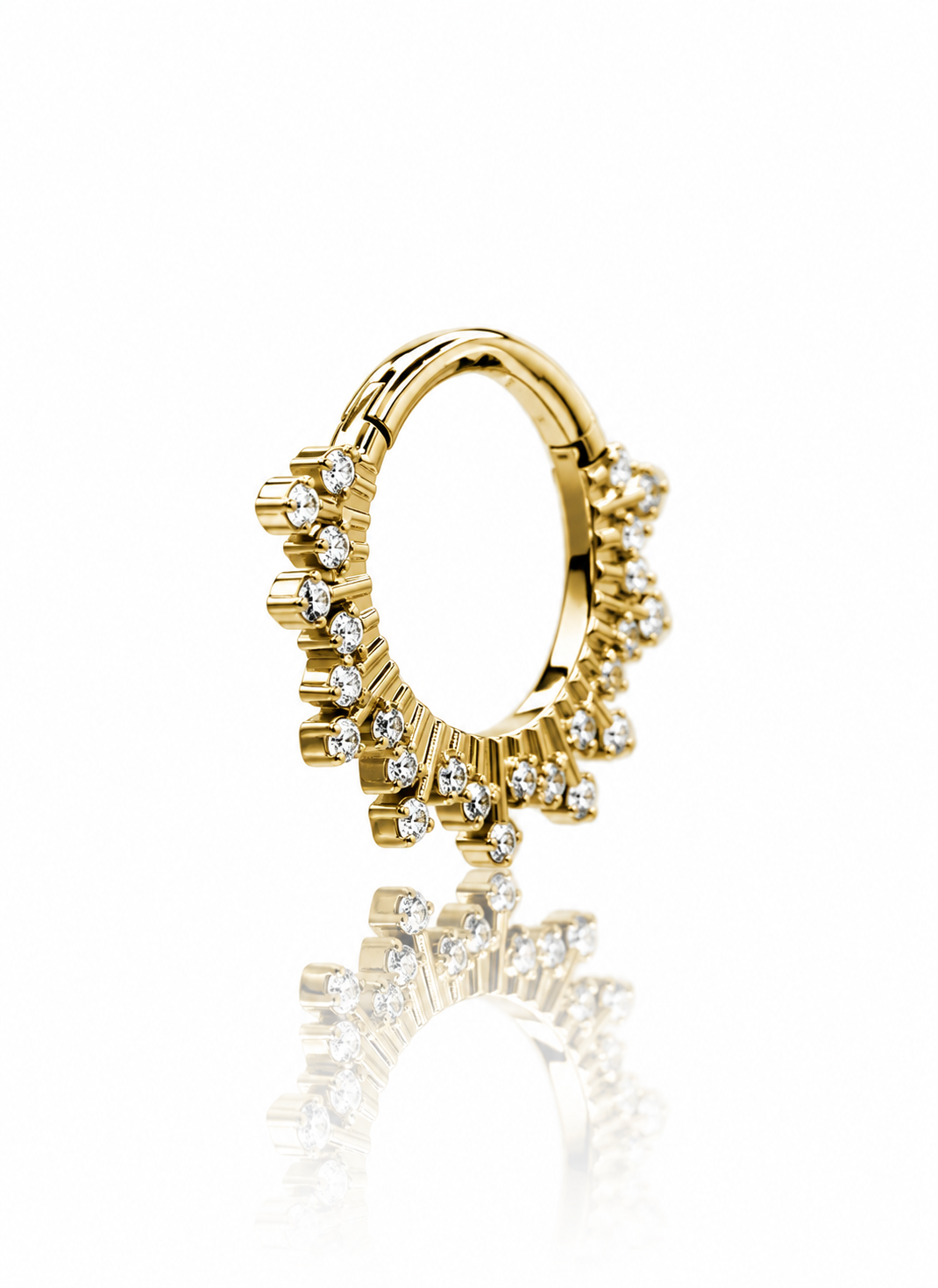Kolczyk do ucha/ nosa "A lot of ice gold" - tytanowy clicker z cyrkoniami