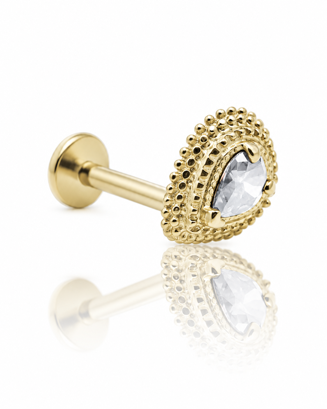 Kolczyk do ucha "Third eye clear" - złoty tytanowy labret z cyrkonią