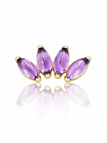 "4 stone purple" ear stud - anodized titanium labret with stones