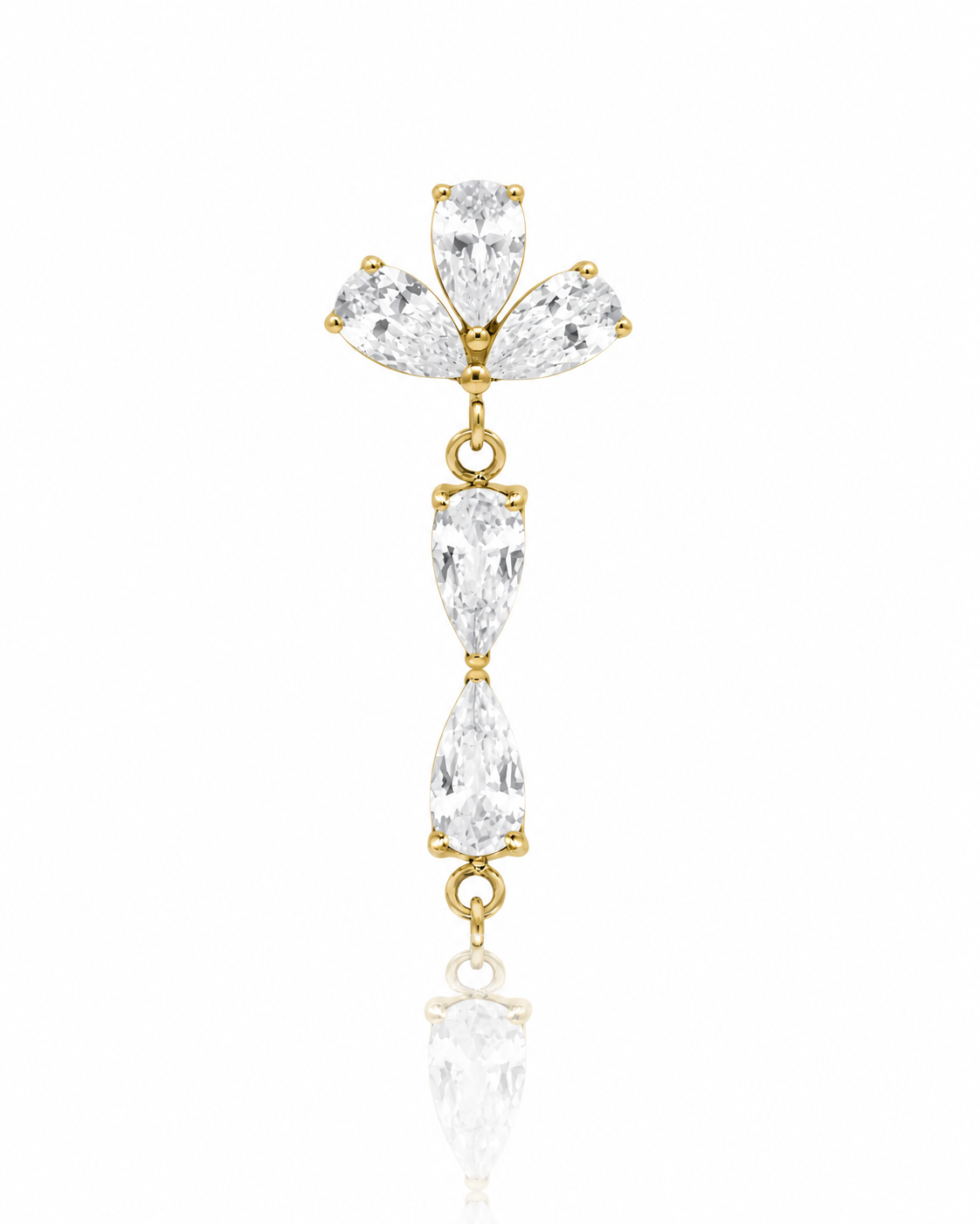 Kolczyk do ucha "Crystal cascade" - złoty tytanowy labret z cyrkoniami