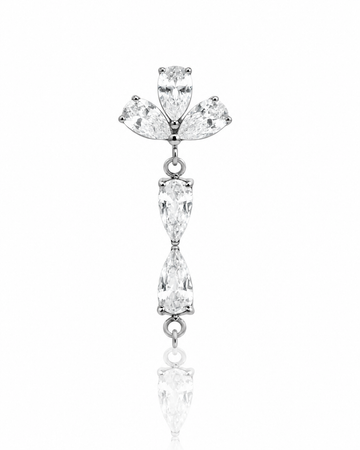 Kolczyk do ucha "Crystal cascade" - tytanowy labret z cyrkoniami