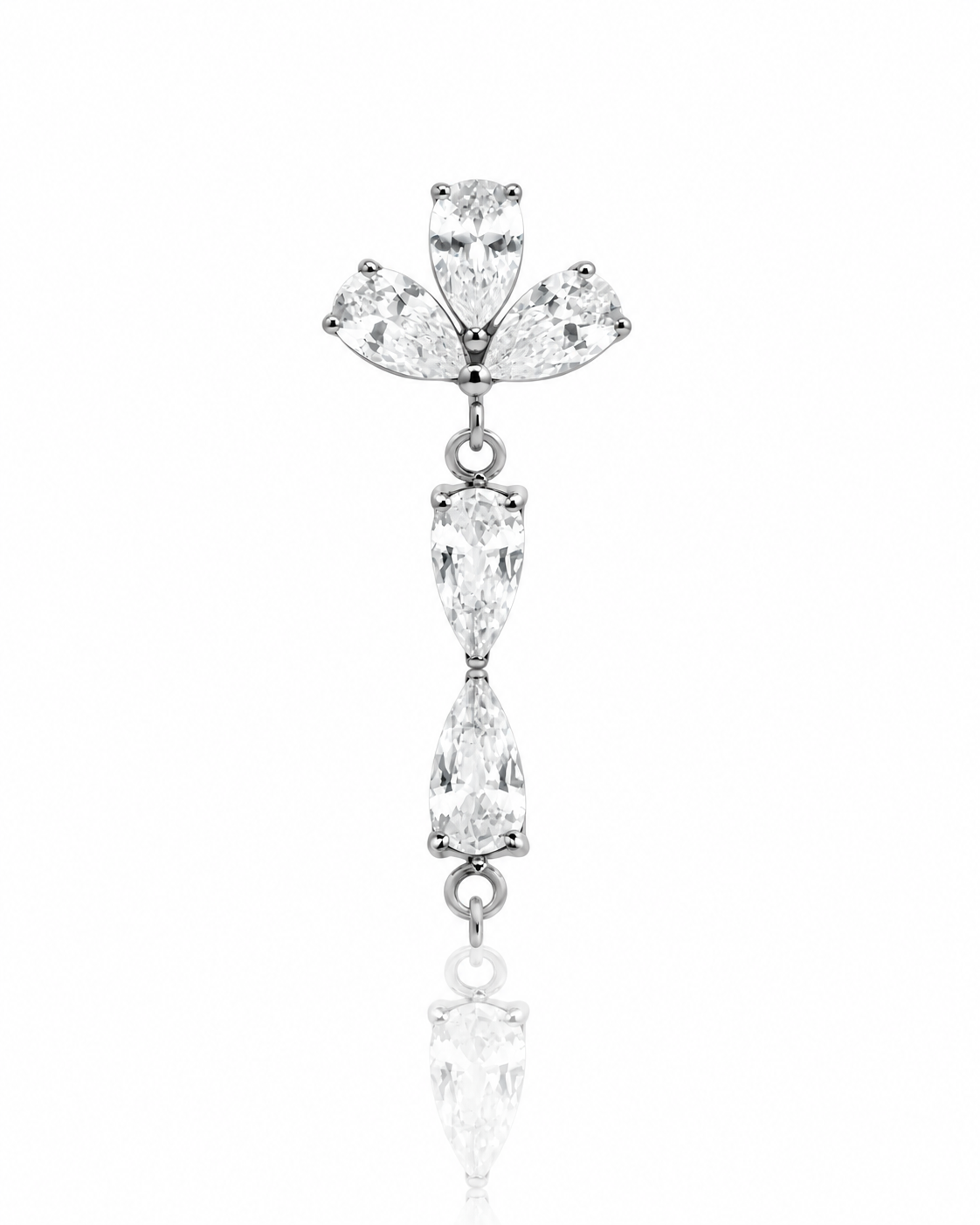 Kolczyk do ucha "Crystal cascade" - tytanowy labret z cyrkoniami