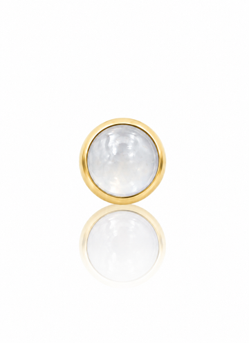 Kolczyk do ucha "1 stone white" - złoty tytanowy labret z białym jadeitem