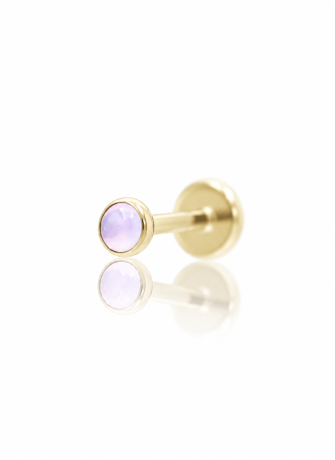 Ear stud "1 stone pink" - anodized titanium labret with stones