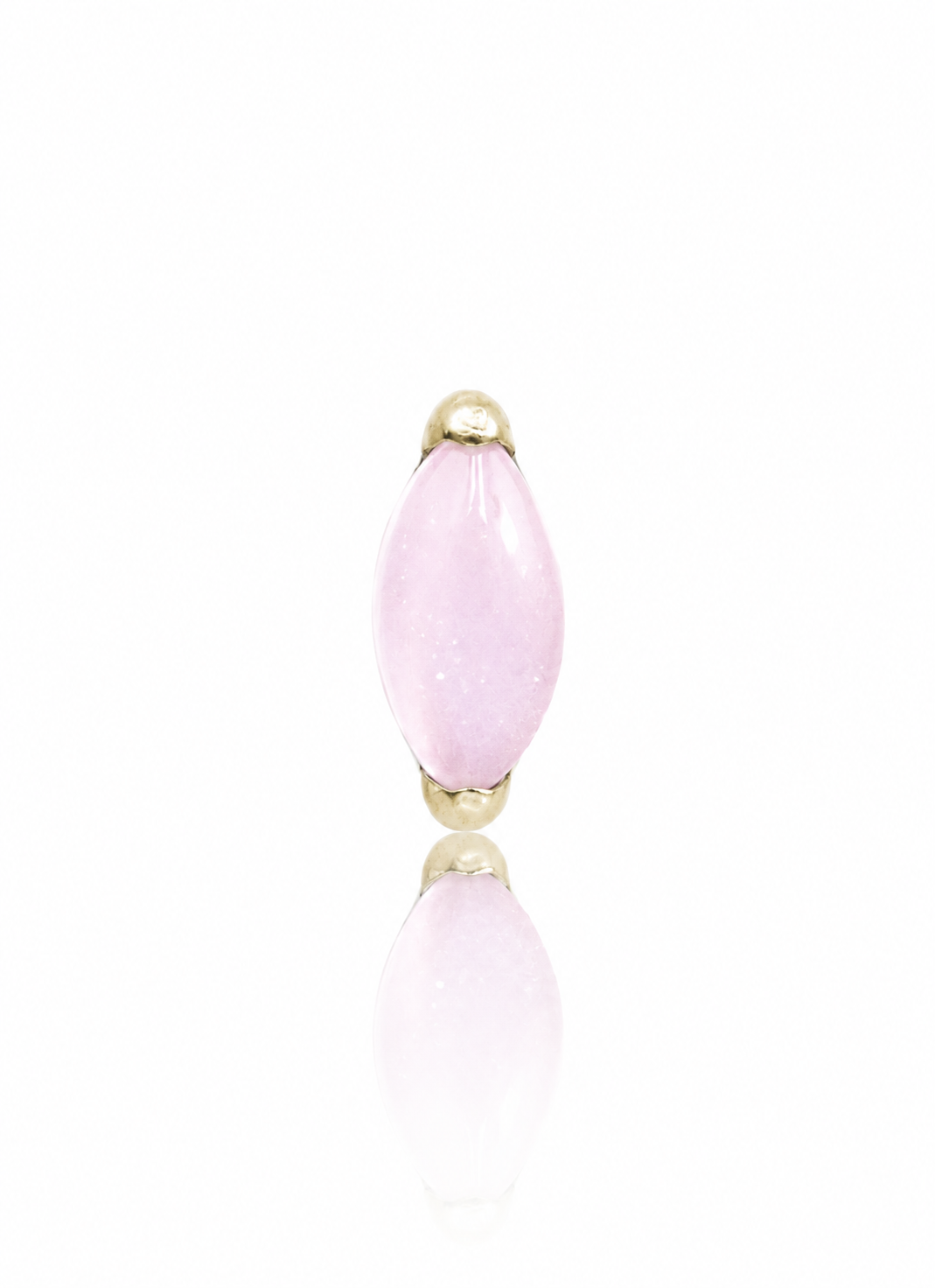 "1 long stone pink" ear stud - anodized titanium labret with stones
