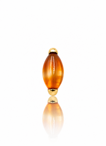 Kolczyk do ucha "1 long stone orange" - złoty tytanowy labret z czerwonym onyksem