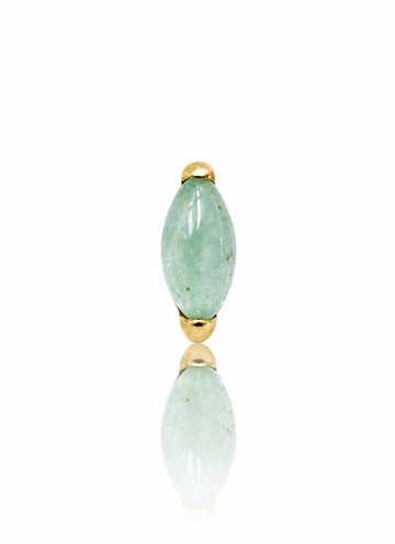Kolczyk do ucha "1 long stone light green" - złoty tytanowy labret z awenturynem