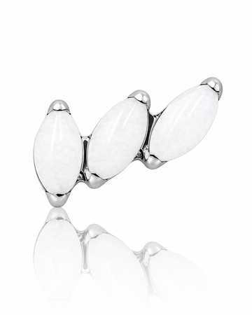 "3 stone white" ear stud - titanium labret with stones