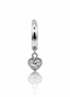 "Love on the edge" earring - Titanium clicker with a hanging heart with cubic zirconia