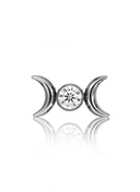 "Two Moons Zirconia" earring - titanium labret with zircon and moons