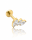 "Golden trio" earring - titanium labret with zircons