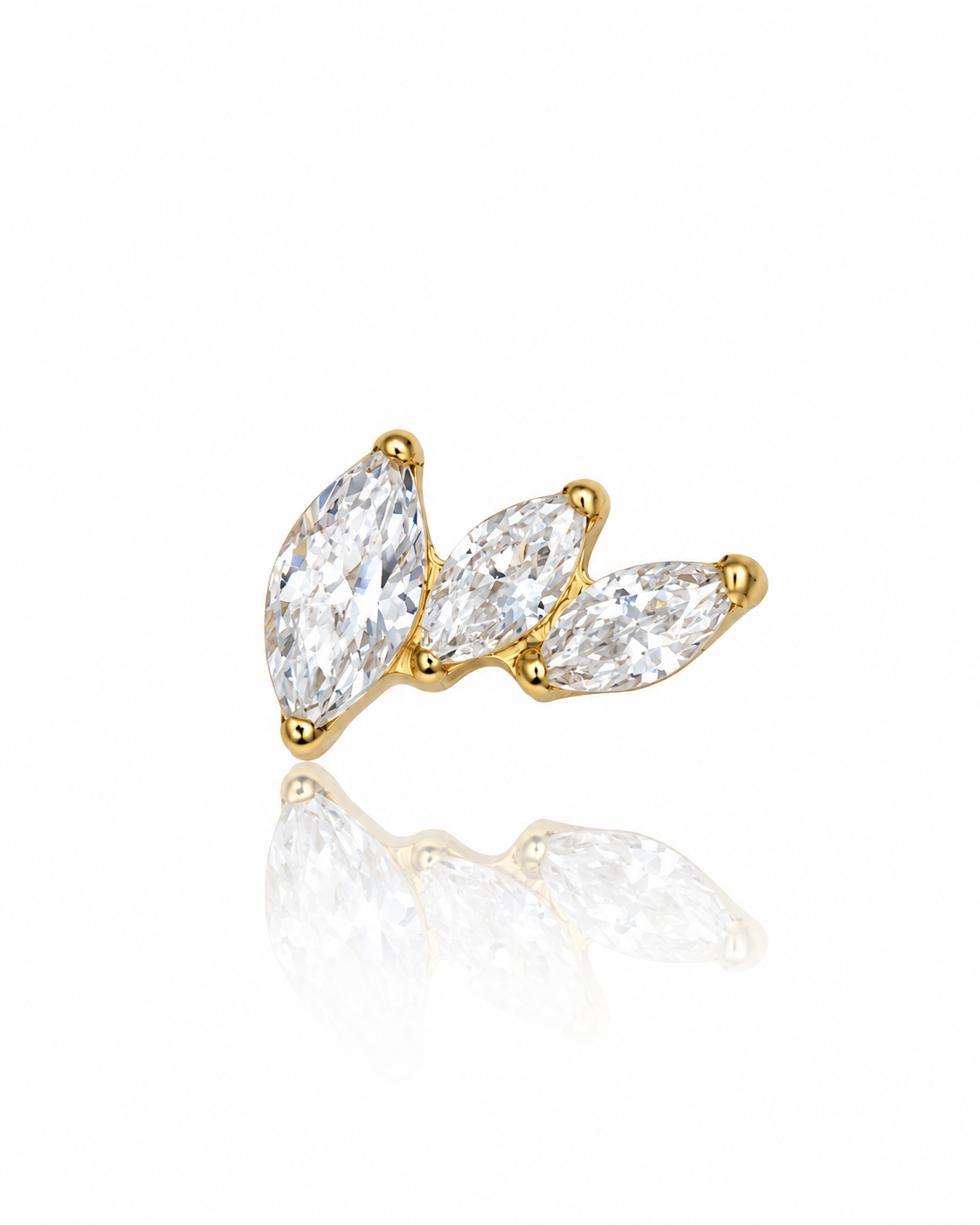 "Golden trio" earring - titanium labret with zircons