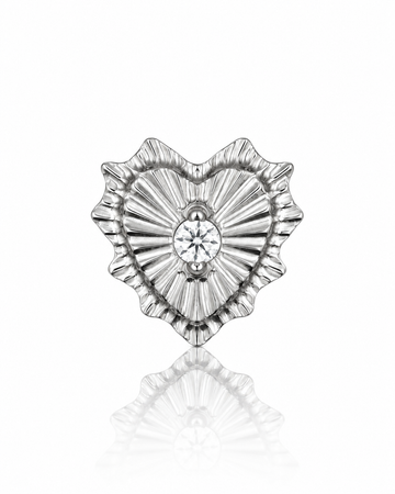 Kolczyk do ucha "Heart zirconia" - tytanowy labret z pojedynczą cyrkonią
