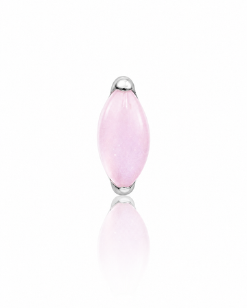 Kolczyk do ucha "1 long stone pink" - tytanowy labret z różowym jadeitem