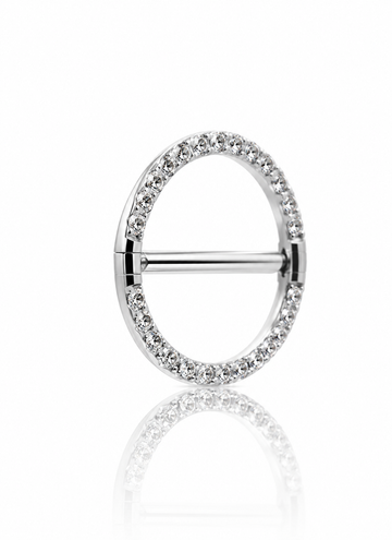 Kolczyk do sutków "Round clear zirconia" - Tytanowe kółko z cyrkoniami