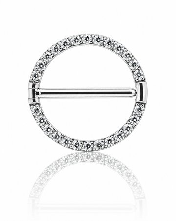 Kolczyk do sutków "Round clear zirconia" - Tytanowe kółko z cyrkoniami