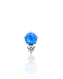 "Twins blue" ear stud - titanium screw cap with blue opal and cubic zirconia