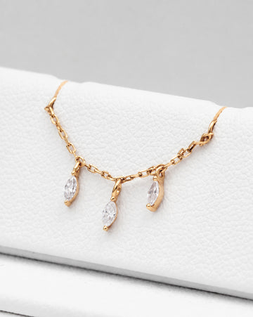 Łańcuszek do przekłucia "Golden Crystal Dew Chain" - łańcuszek ze złota 14K z cyrkoniami