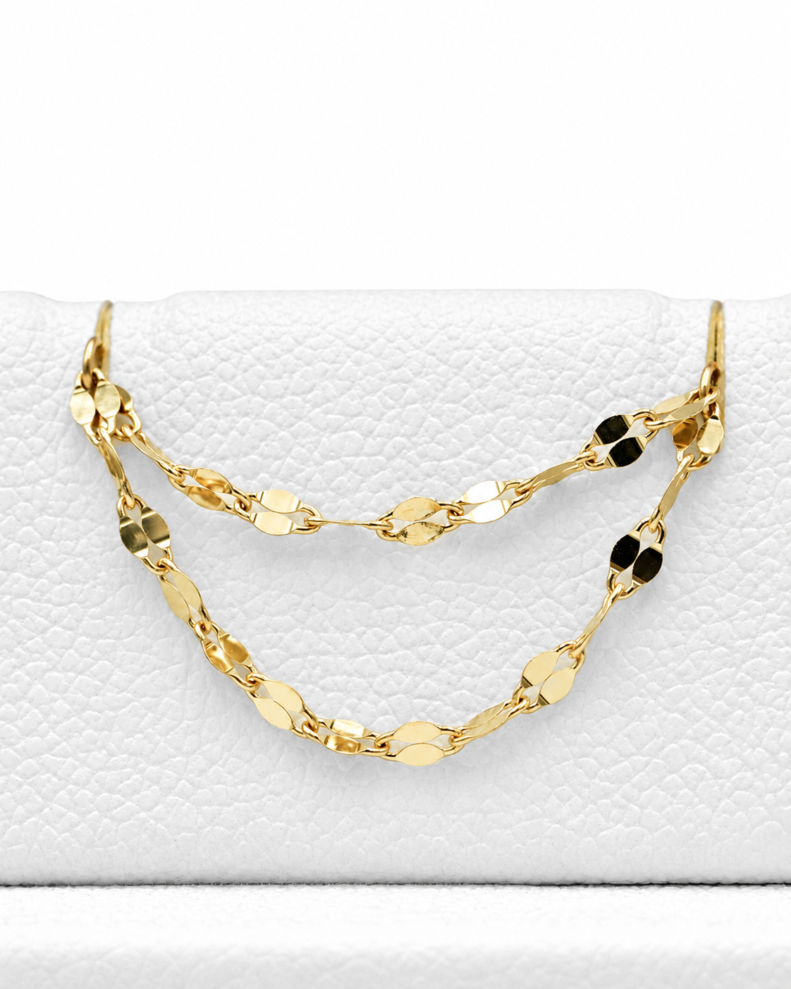 Podwójny łańcuszek do przekłucia "Golden Shimmer Chain" - łańcuszek ze złota 14K
