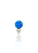 "Twins blue" ear stud - titanium screw cap with blue opal and cubic zirconia