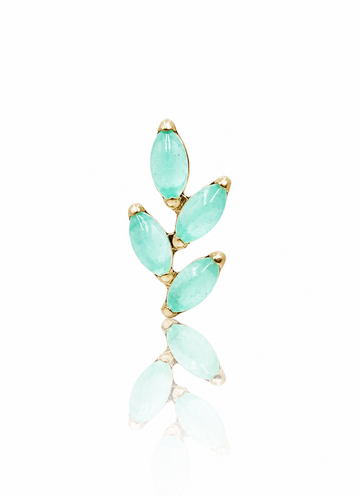 Kolczyk do ucha "4 stone light green leaf" – złoty tytanowy labret z awenturynem