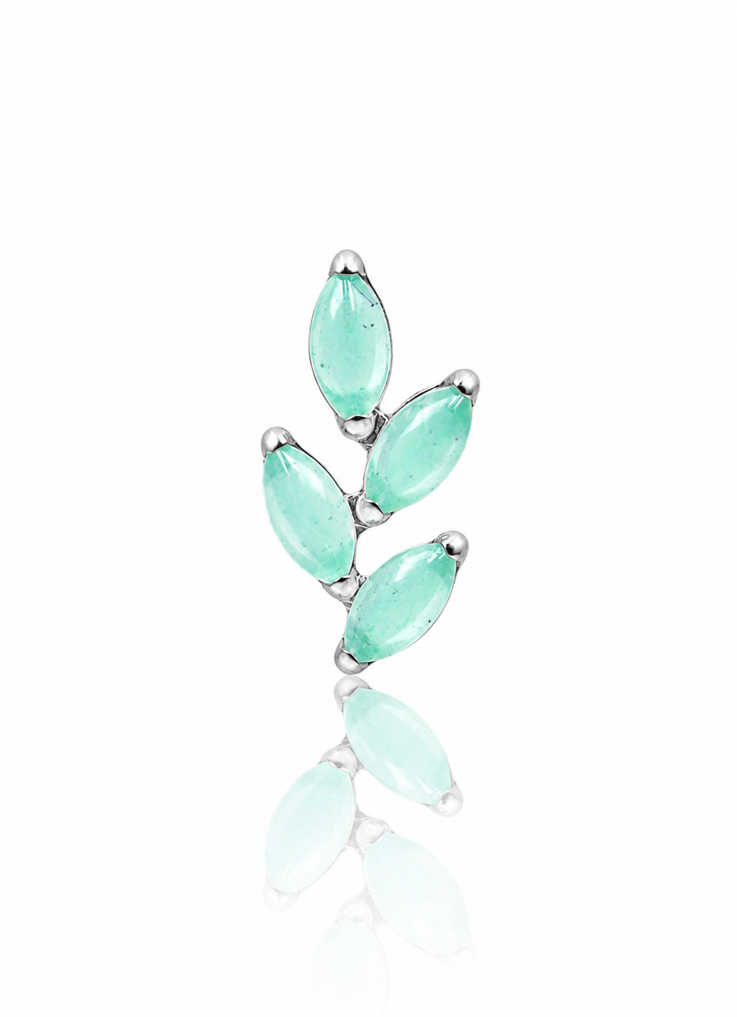 Kolczyk do ucha "4 stone light green leaf" – tytanowy labret z awenturynem