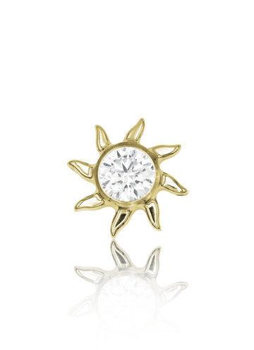 Kolczyk do ucha "Sunny Day" - złoty tytanowy labret z cyrkonią