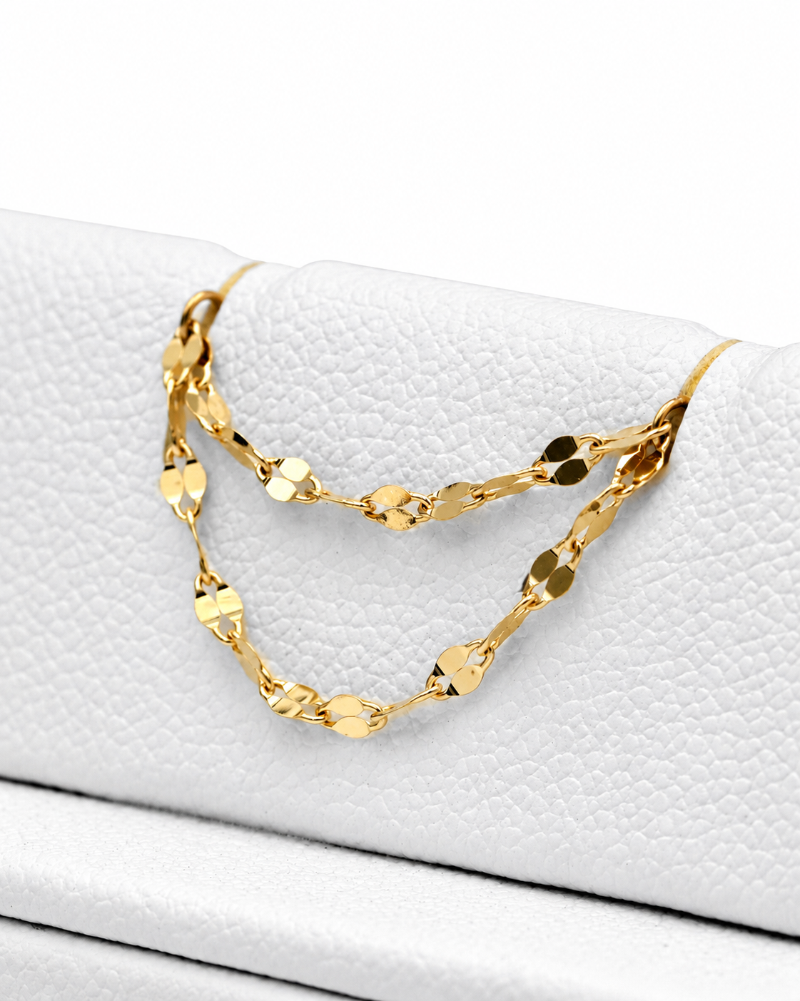 Podwójny łańcuszek do przekłucia "Golden Shimmer Chain" - łańcuszek ze złota 14K