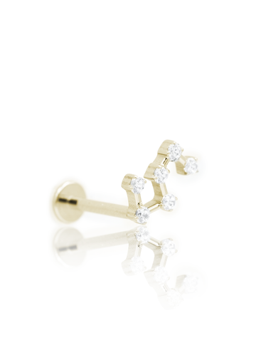 Kolczyk do ucha "Look UP" - złoty tytanowy labret z cyrkoniami w krztałcie konstelacji