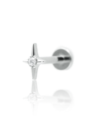 "Long Star" ear stud - titanium labret with cubic zirconia