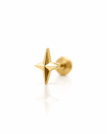 "Small star" ear stud - anodized titanium labret with a star