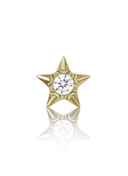 "Stardust Star" Earring - Gold Titanium Labret with Cubic Zirconia