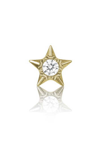 Kolczyk do ucha "Stardust Star" - złoty tytanowy labret z cyrkonią