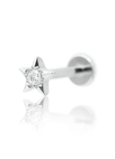 "Stardust Star" ear stud - titanium labret with cubic zirconia