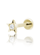 "Stardust Star" Earring - Gold Titanium Labret with Cubic Zirconia