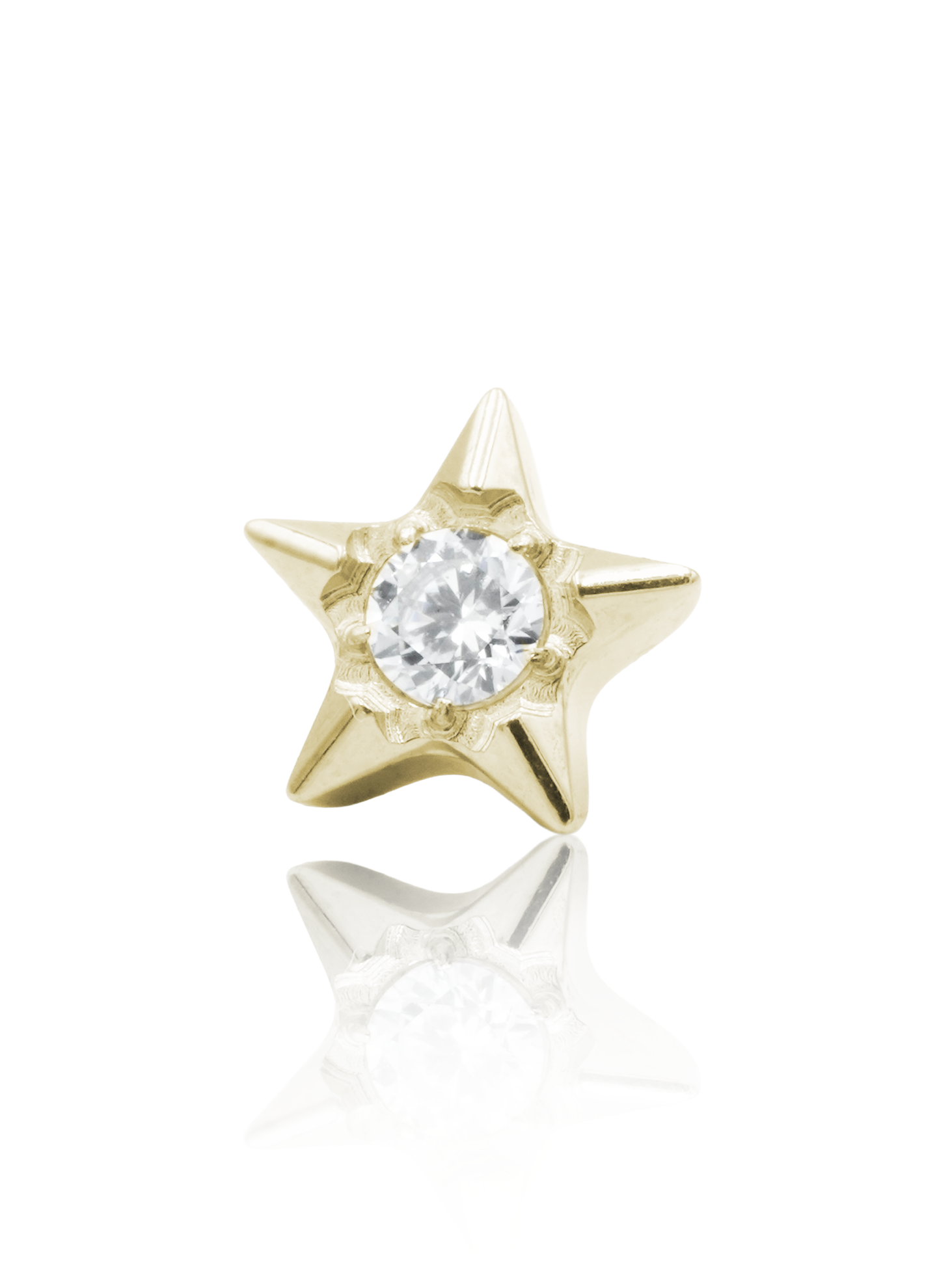 Kolczyk do ucha "Stardust Star" - złoty tytanowy labret z cyrkonią