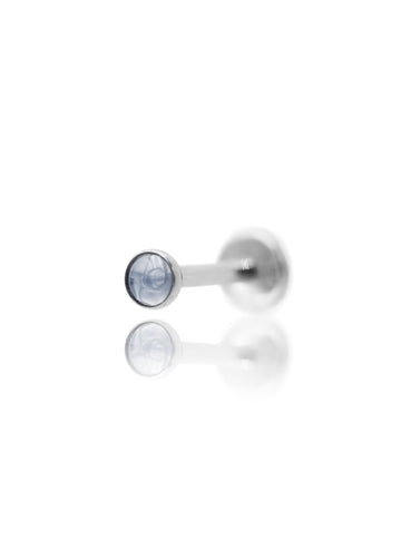 Kolczyk do ucha "1 stone mist blue" -  tytanowy labret z szaroniebieskim kamieniem