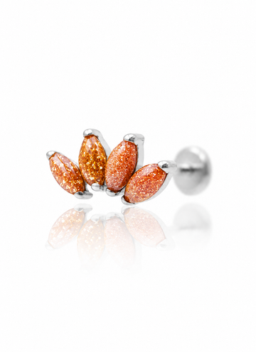 Kolczyk do ucha "4 stone sandstone" – tytanowy labret z goldstone