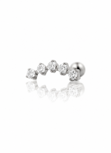 Kolczyk do ucha „Crystal arc” – tytanowy labret z pięcioma cyrkoniami