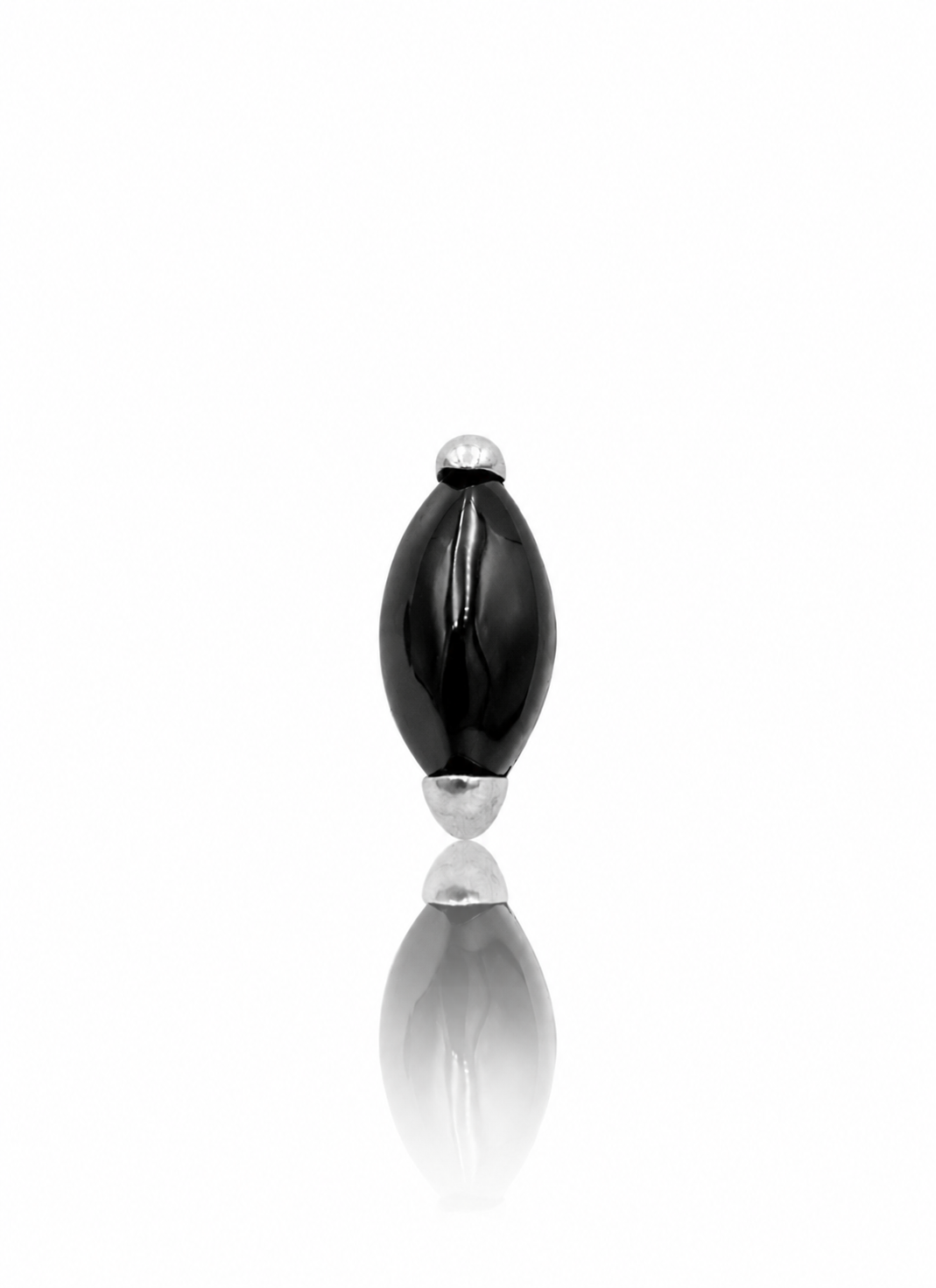 Kolczyk do ucha "1 long stone black" - tytanowy labret z czarnym onyksem
