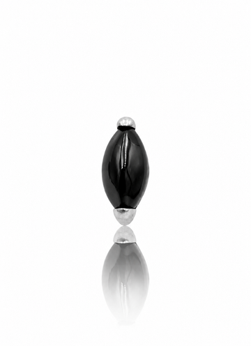 Kolczyk do ucha "1 long stone black" - tytanowy labret z czarnym onyksem