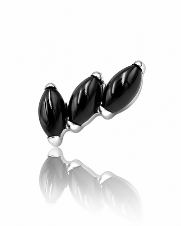 "3 stone black" ear stud - titanium labret with stones