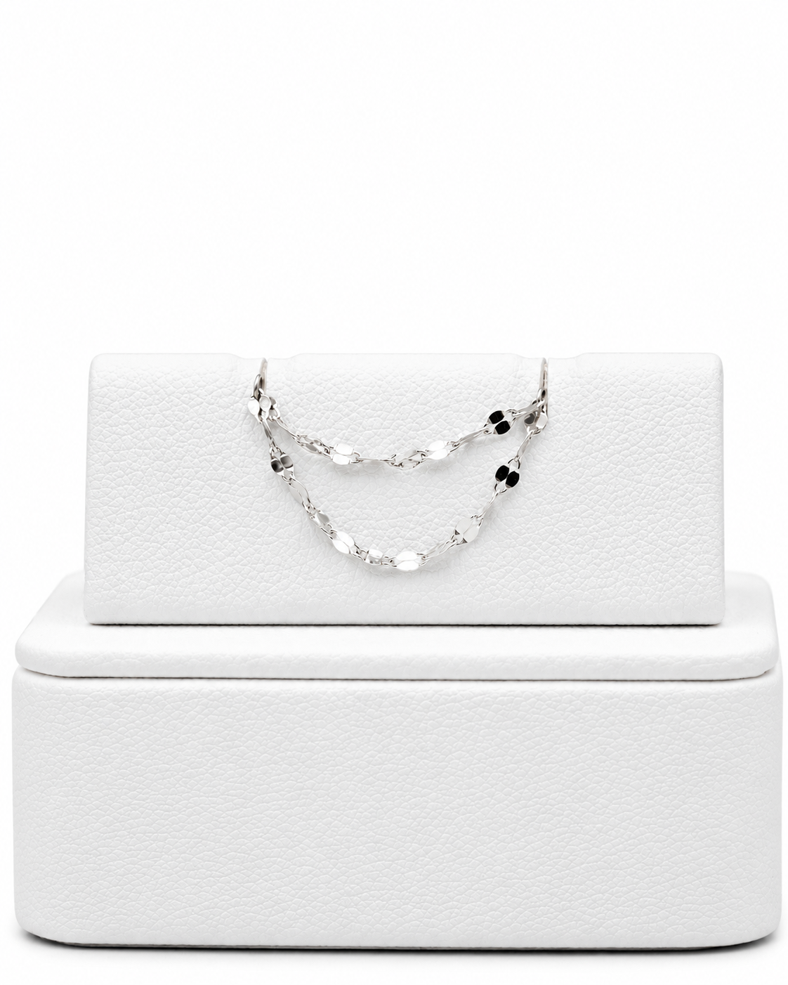 Podwójny łańcuszek do przekłucia "Silver Shimmer Chain" - łańcuszek z białego złota 14K