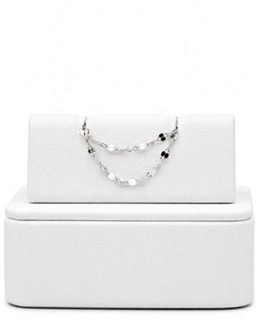 Podwójny łańcuszek do przekłucia "Silver Shimmer Chain" - łańcuszek z białego złota 14K
